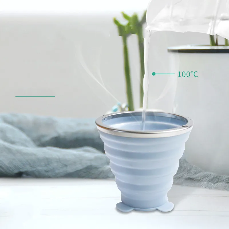 Складная кружка из силикагеля для путешествий с мультяшным рисунком переносная