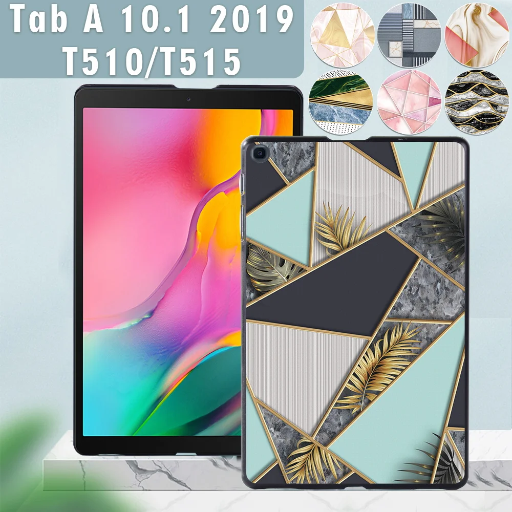 

Case for Samsung Galaxy Tab A 10.1 2019 T510 T515 Printed Geometry PC Plastic Protective back Tablet shell Cover + free Stylus
