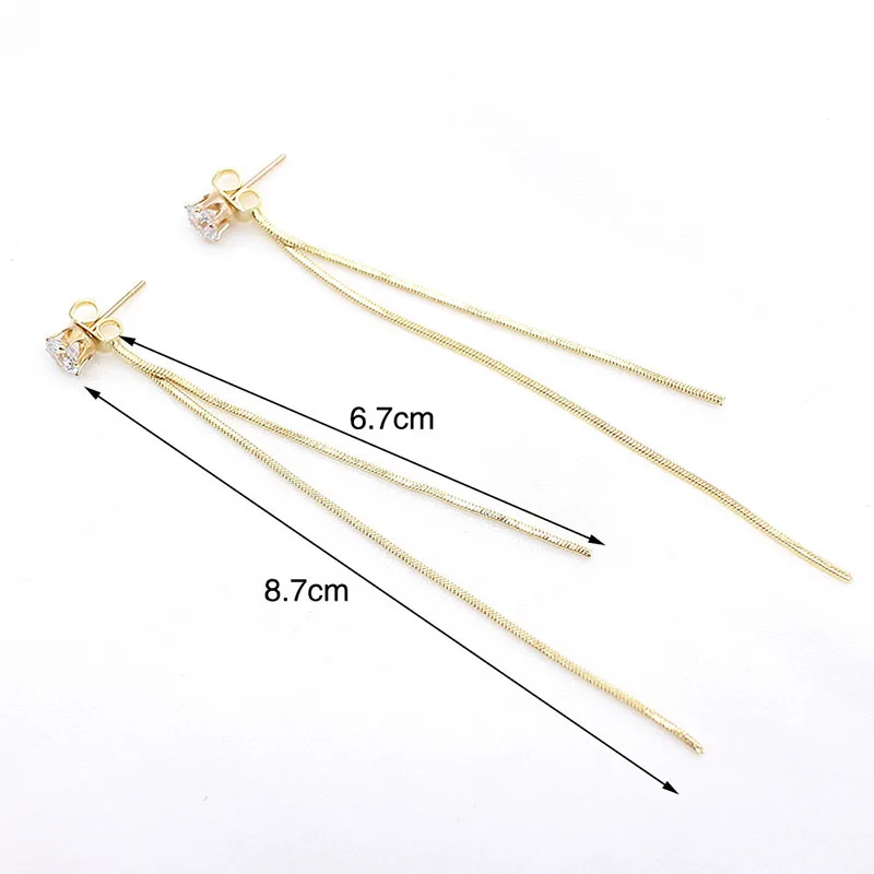 

2020 New Long Crystal Tassel Gold Color Dangle Earrings for Women Wedding Drop Earing Fashion Jewelry Gifts
