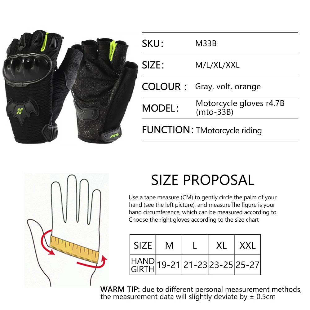 

Unisex Motorcycle Half Finger Gloves Hard Knuckle Motocross Protective Gear Racing Gloves Motorbike Biker Racing Ridding Cycling
