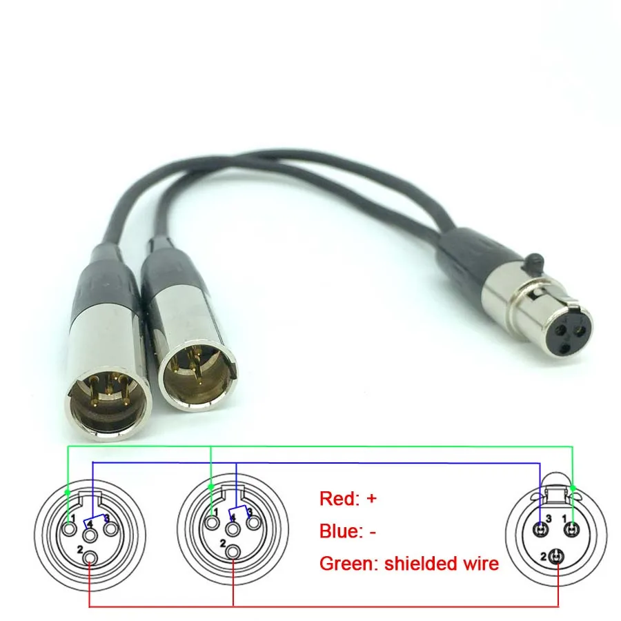 

Audio Cables Connector 3-Pin Mini XLR Female TO 2x4 pin Male Pro Lapel Mic microphone 10/50/100/150 Cm