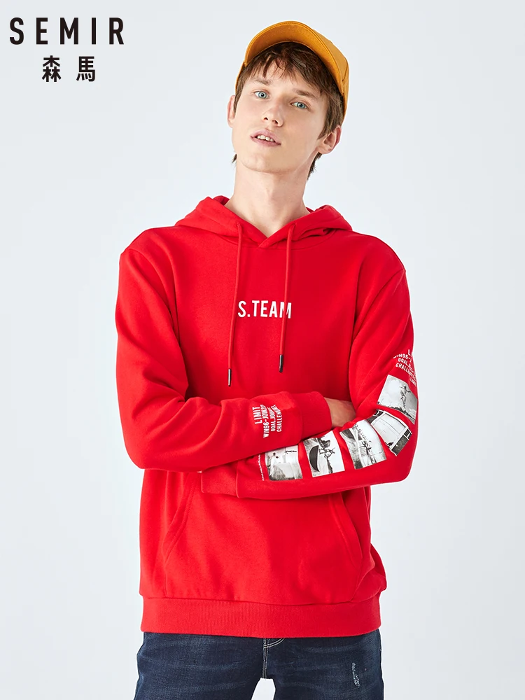 Semir толстовки мужские Новые Теплые с капюшоном рубашки модный рисунок буквенным