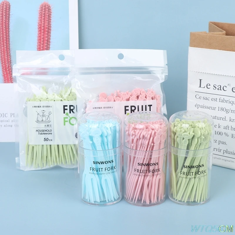 

50 шт., одноразовые вилки для фруктов