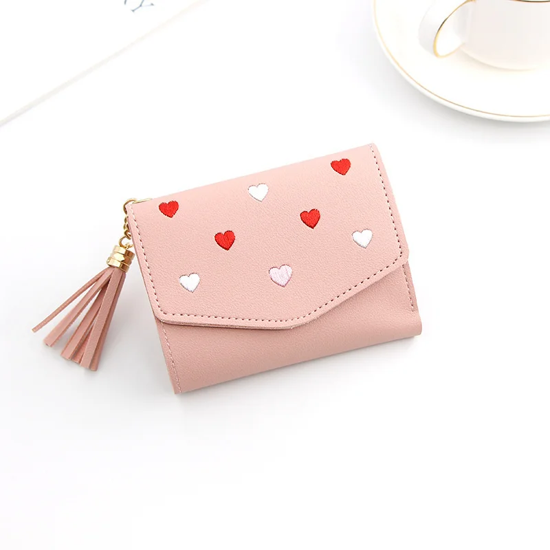 

Fashion Women's Wallet Female Short Wallets Cute Mini Tassel Handbag For Women Coin PU Leather Purses Korean Version Card Holder