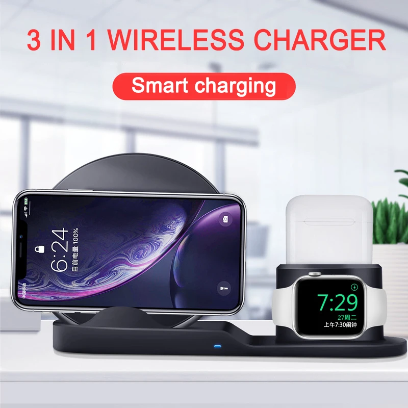 Беспроводное зарядное устройство Функция умножения 3 комбинируется в одном