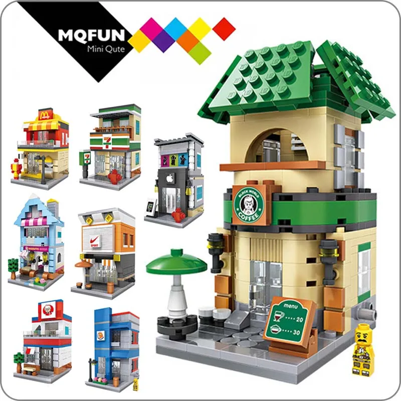 LOZ миниатюрный кирпичи Архитектура мини модель &quotулица&quot бренд Кофе магазин