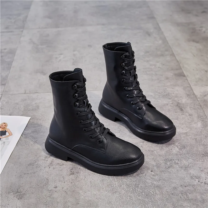 RASMEUP/теплые зимние женские Ботинки martin из натуральной кожи коллекция 2019 года