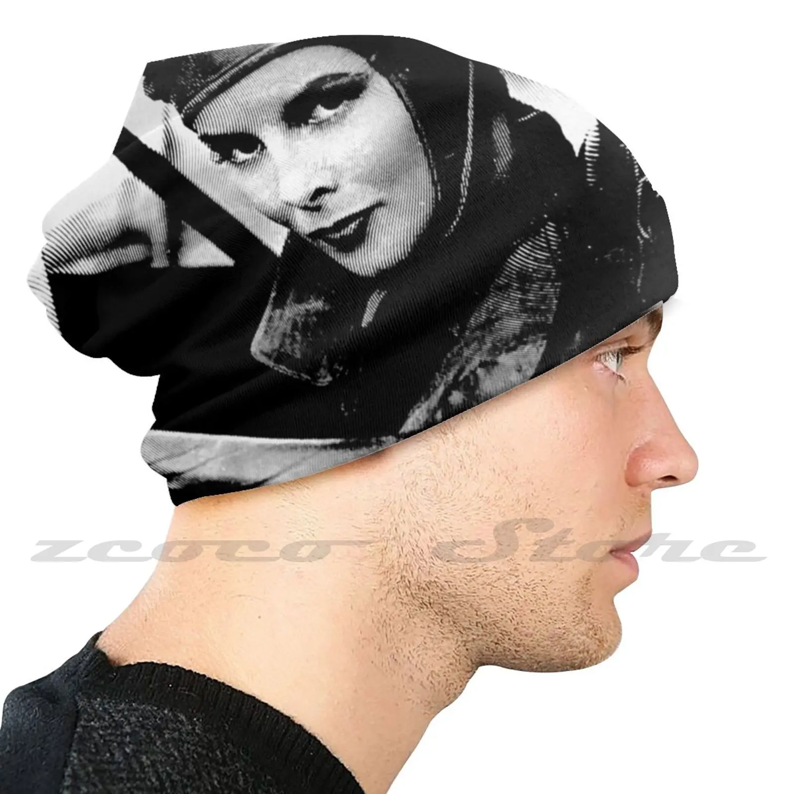 Трикотажная шапка Katharine Hepburn черно-белая для взрослых и детей