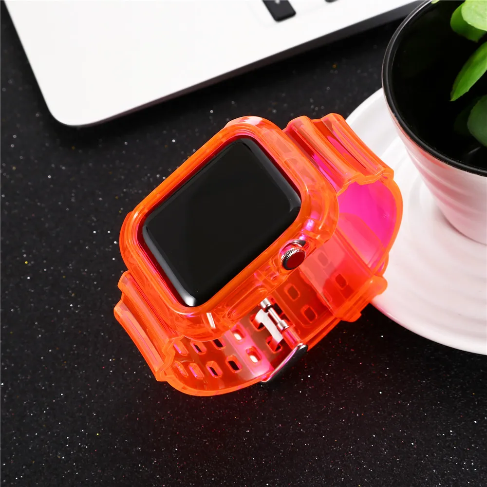 2020 для iwatch se/1/2/3/4 42 38 40 мм 44 ремешок Apple Watch band series 5 6 прозрачный силиконовый