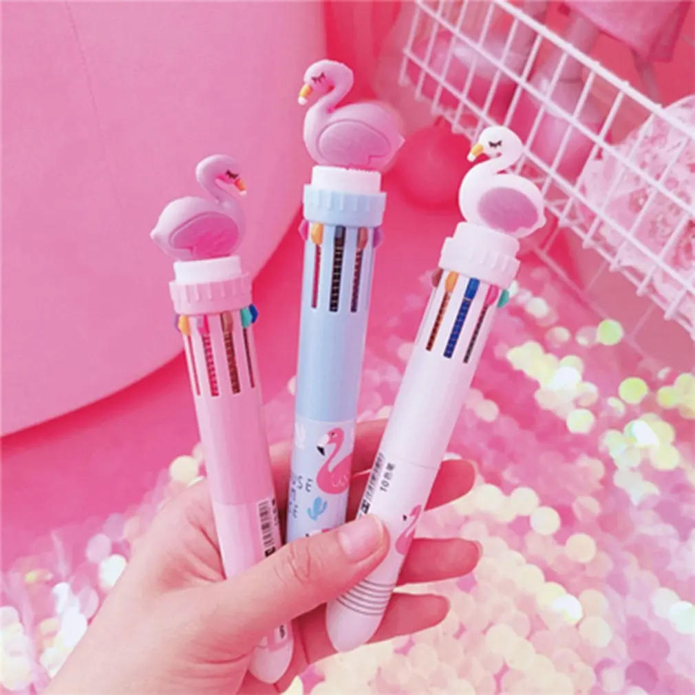 

1pc 10-Color Ballpoint Pen Cute Cartoon Gel Pen Multifunction Retractable Roller Ball Pen School Stationery Random Color