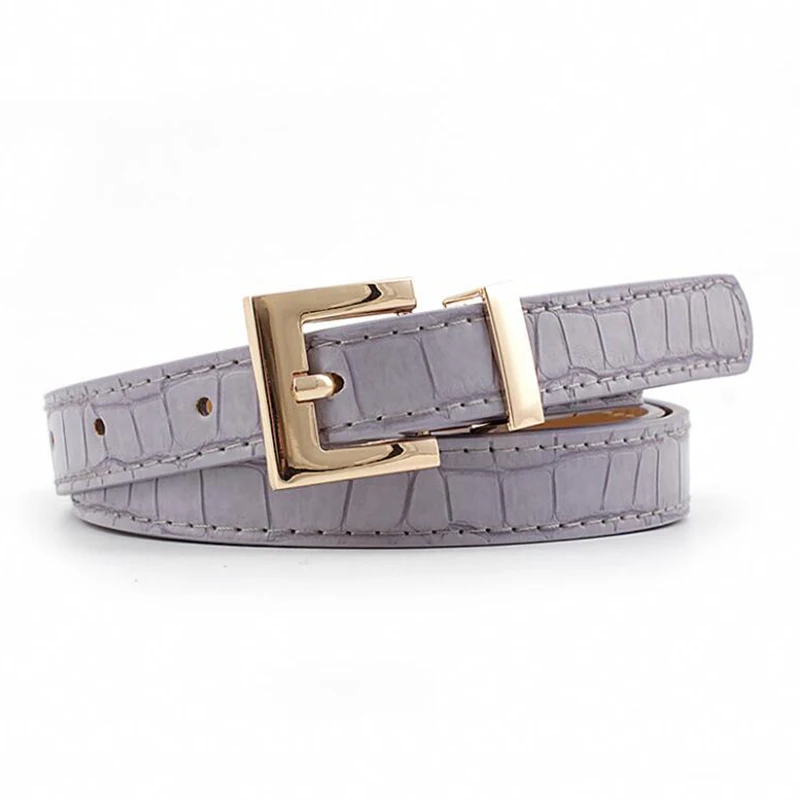 

New Design Women Retro Crocodile Print Gold Metal Buckle PIN Leather PU Belts Waist Belt Leisure Dress Jeans Wild Waistband