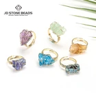 2021 натуральный розовый кварц флюорит Апатит необработанный камень кольца очаровательные ювелирные изделия энергия исцеляющий камень 1 шт. для подарка ювелирных изделий