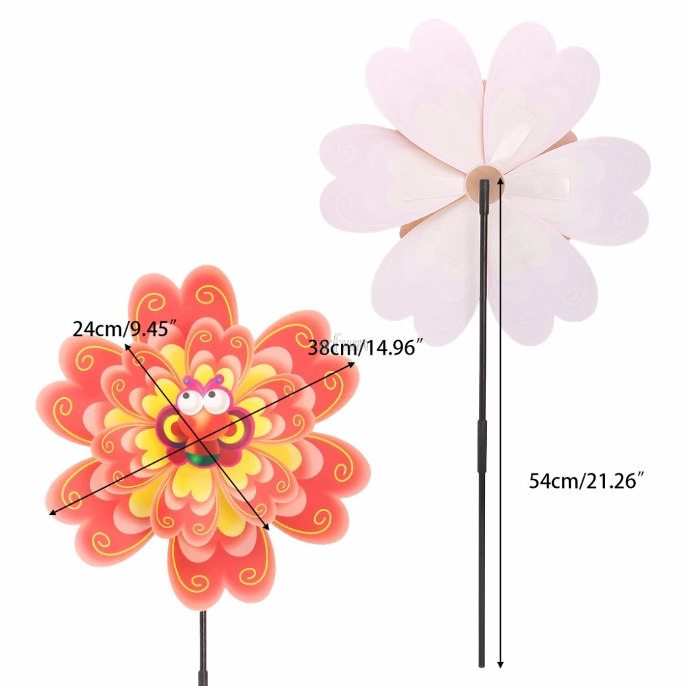 

Double Layer Flower Windmill Wind Spinner Pinwheel Kids Toys Yard Garden Decor