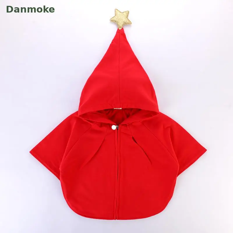 Danmoke/детское теплое зимнее рождественское плотное пончо с капюшоном для