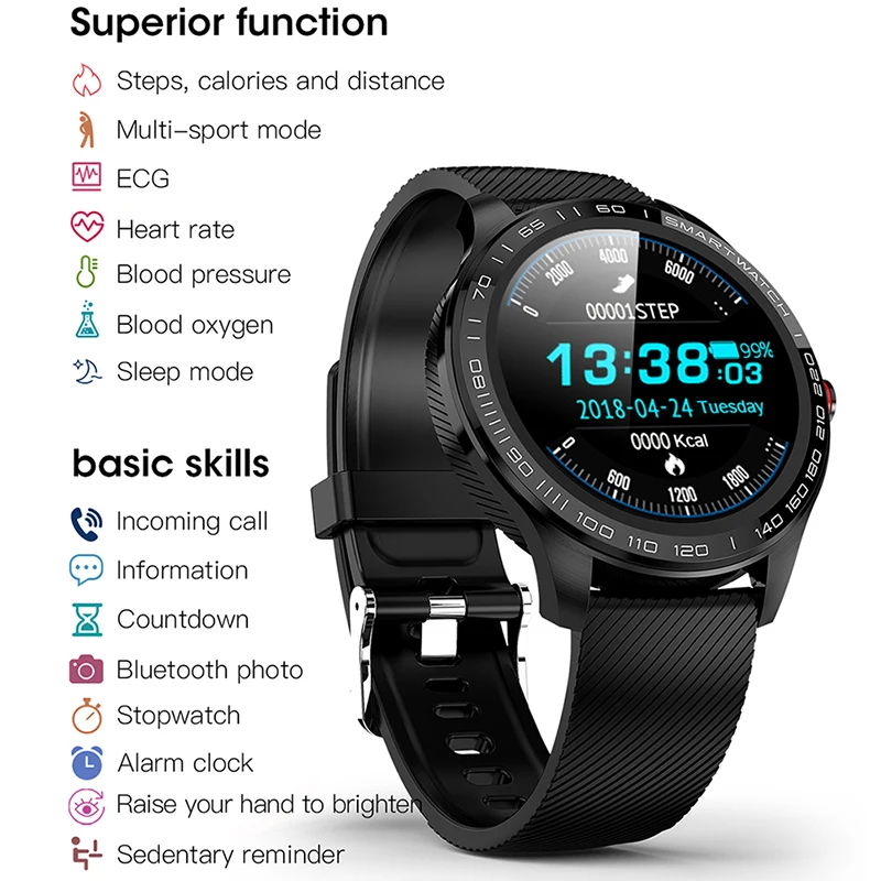 Бренд Timewolf Smartwatch IP68 Водонепроницаемый ЭКГ сердечный ритм кровяное давление