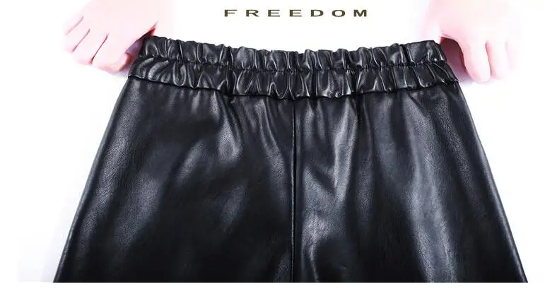 4XL широкие брюки из искусственной кожи в стиле хип-хоп,, женские черные брюки больших размеров, женские свободные узкие брюки с высокой талией LT794S50