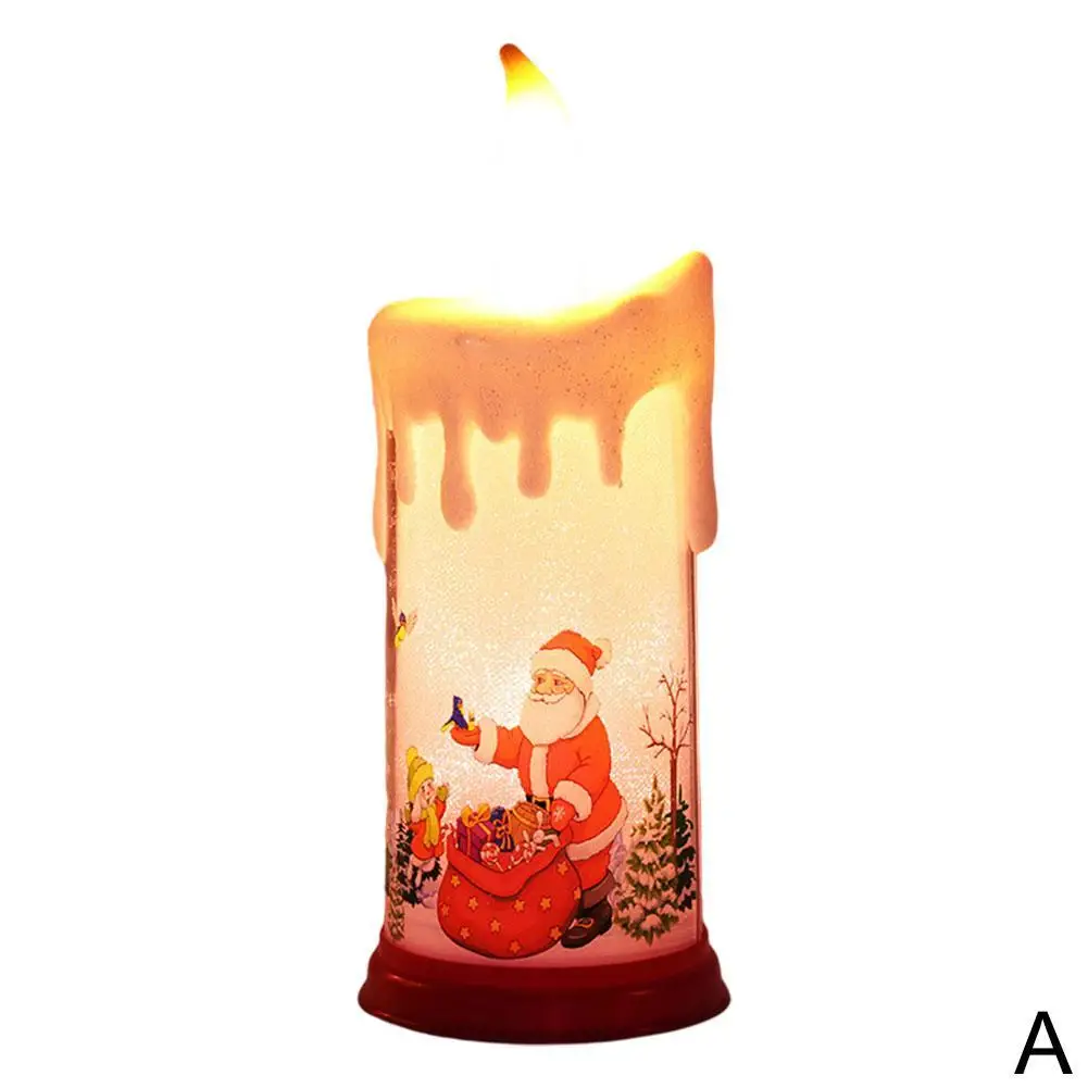 Новый год 2022 фотоэлемент для дома Санта-Клаус Рождество пламя Свеча лампа