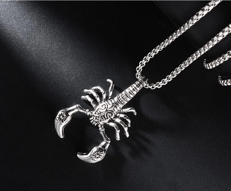 Мужское ожерелье в стиле панк Серебряный Скорпион подвеска ювелирное изделие