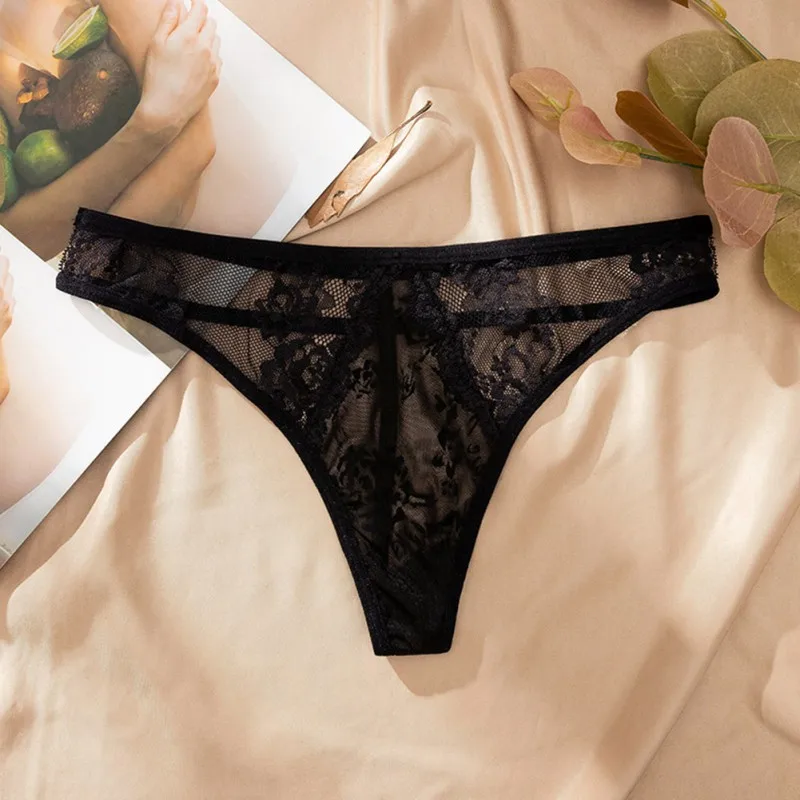 Женские сексуальные бесшовные трусики кружевные вышитые трусики-стринги с