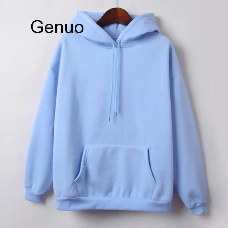 

Harajuku Hoodies For Girls Solid Color Hooded Tops Women's Sweatshirt Long-sleeved Winter Velvet Thickening Coat 2020 New