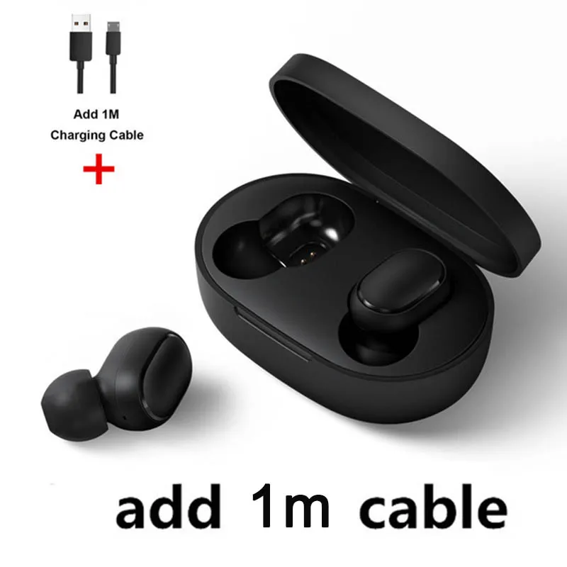 GB add 1m cable Горячая Xiaomi Redmi AirDots Беспроводной Bluethooth наушники Язык Управление ушной Автоматическое Сопряжение Мини Гарнитуры Смарт Управление - Цвет: GB add 1m cable