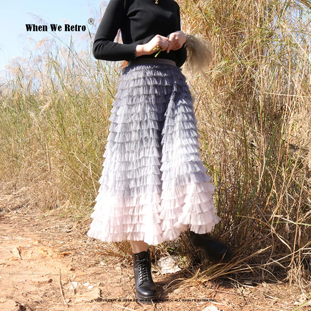 Женская длинная юбка с градиентом фиолетовая серая синяя оранжевая для