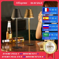 touch sensor bar table lamp portable battery chargeable brass wine table light coffee restaurant led stand lighting home decor
