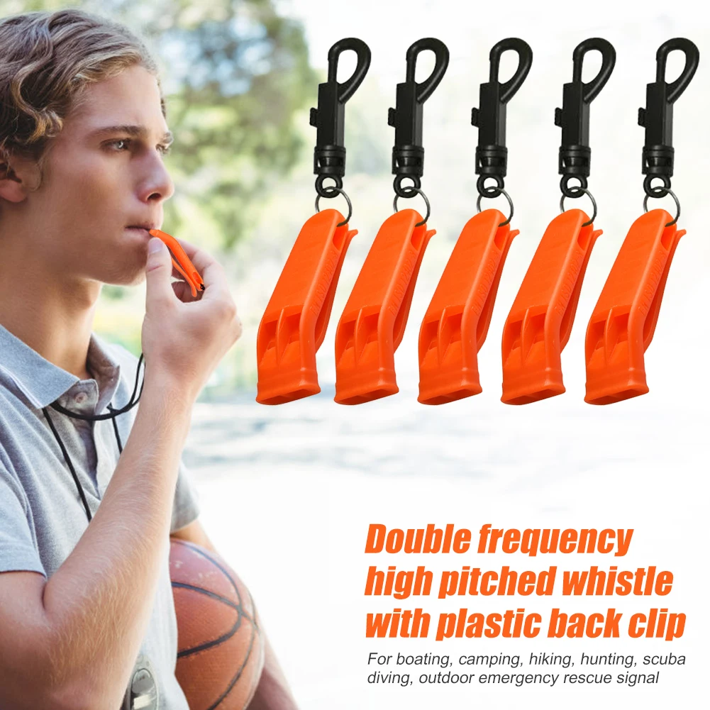 

1/5pcs Sports Match Dual Band Whistle Plastic Outdoor Camping Hiking Emergency Survival Loud Whistle Multifunction Accessories