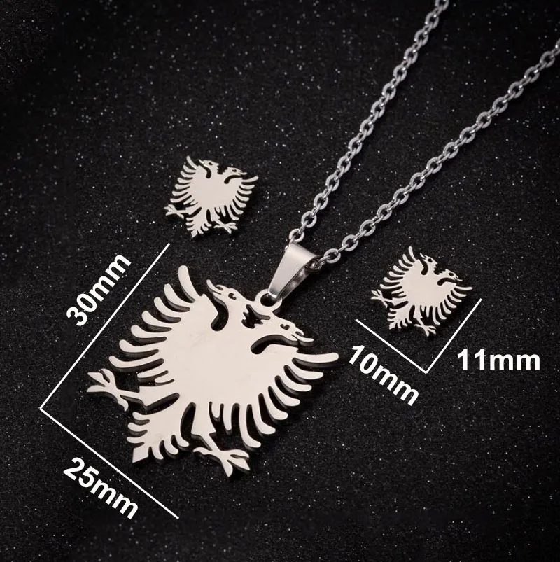 Silver Jewelry Set SMJEL перо из нержавеющей стали серьги ювелирные изделия, Золотая цепь наборы женщин bijoux enfant fille Амулет Бусы с орлами оптом - Окраска металла: Silver Jewelry Set
