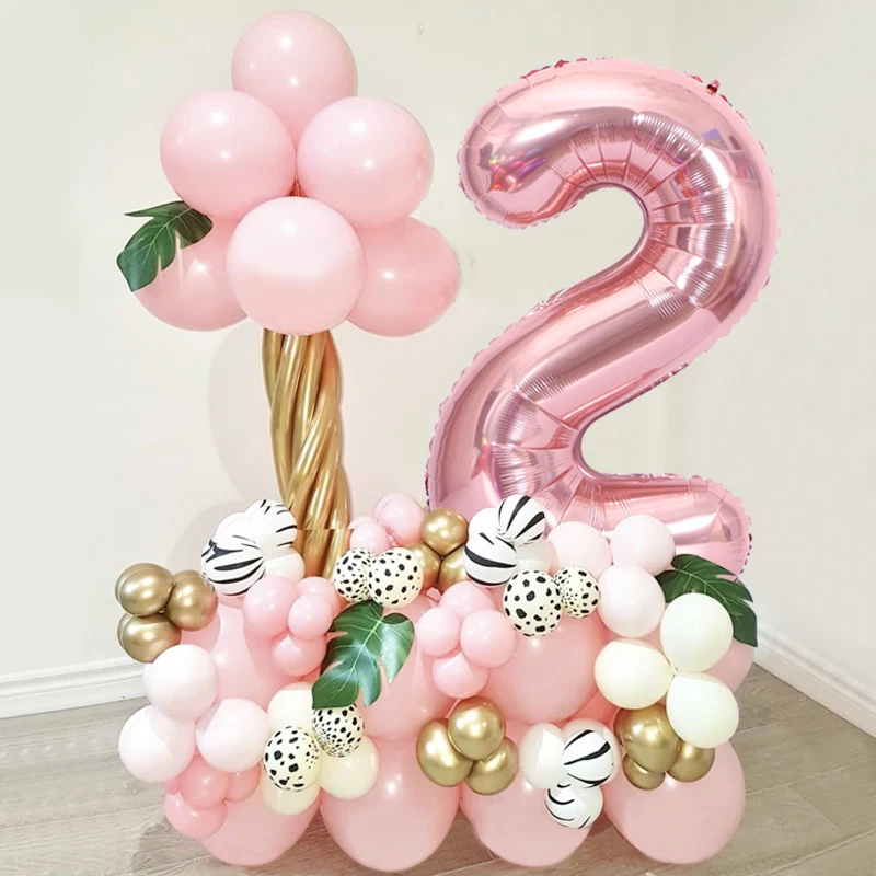 67Pcs Pink Digital Animal Print Balloons Palm Leaf Forest Globos Safari Girl Birthday Party Decoration Anniversary Bridal Shower | Дом и сад