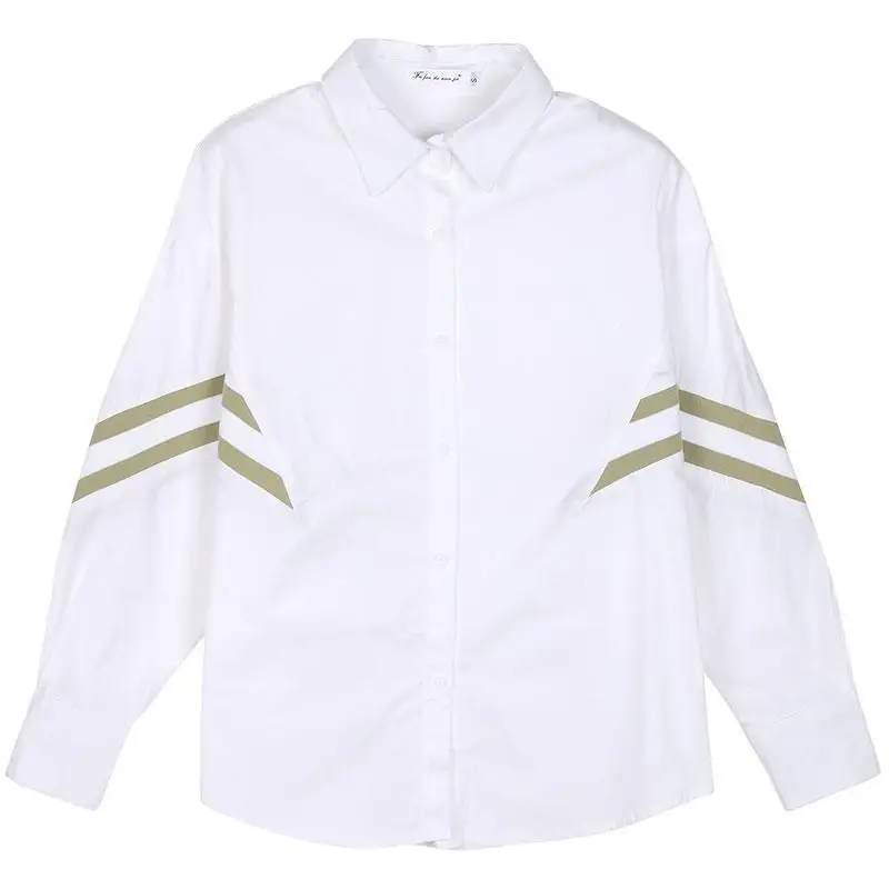 

Spring and Autumn New White Long Sleeve Joker Simple Shirt