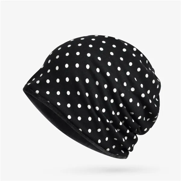 USPOP, новинка, женские бини, повседневные, с бархатной подкладкой, skullies, женская шапка в горошек, многофункциональная, зимняя, толстая, теплая шапка - Цвет: Velvet Black