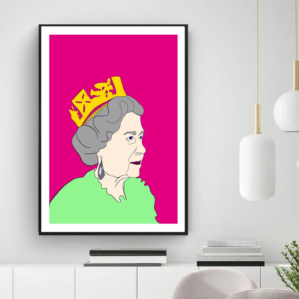 

Pink Queen Wall Art Print Elizabeth Nordic Poster Abstract Figure Canvas Painting Wall Picture For Living Room Modern Home Decor