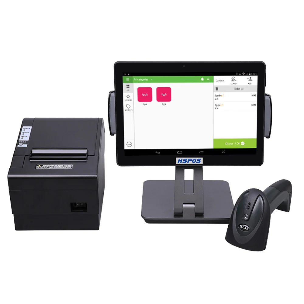 

Настольный ПК на Android POS-терминал 10 дюймов со сканером штрих-кода и термопринтером HS-ST01
