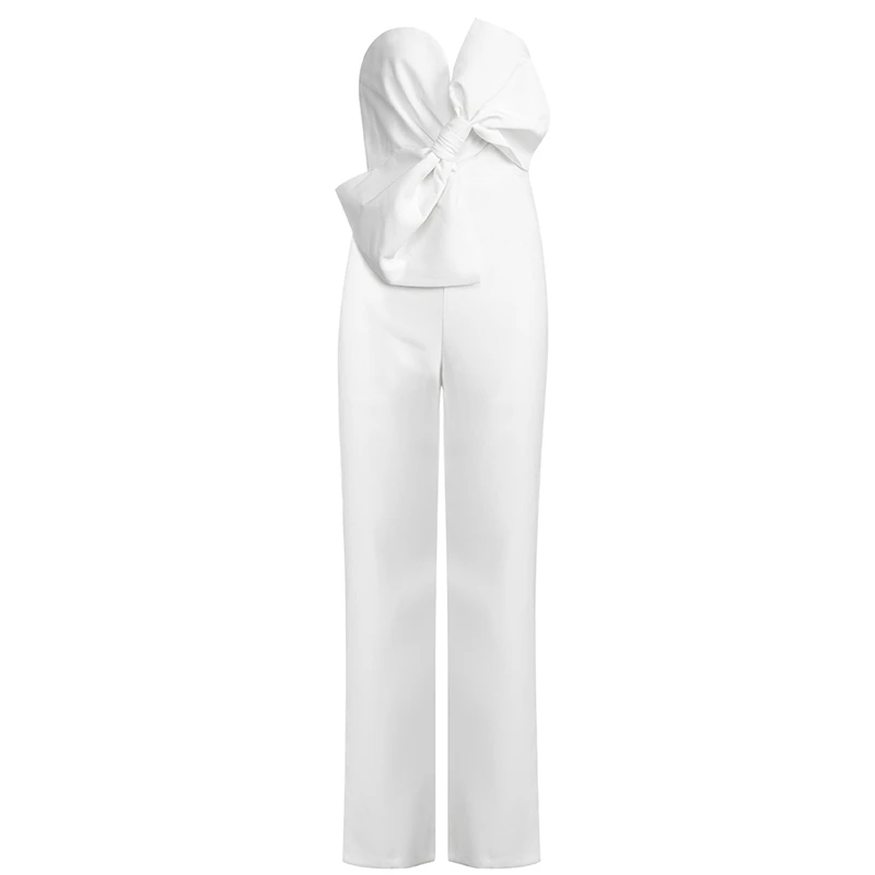 

INDRESSME 2020 Women's Bodycon Strapless Bow V Neck Sleeveless Jumpsuit New Sexy Fashion Party Vestido Club Summer Jumpsuit