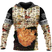 latest beautiful mushroom 3d printing shirt fashion hoodie zipper casual shirt
