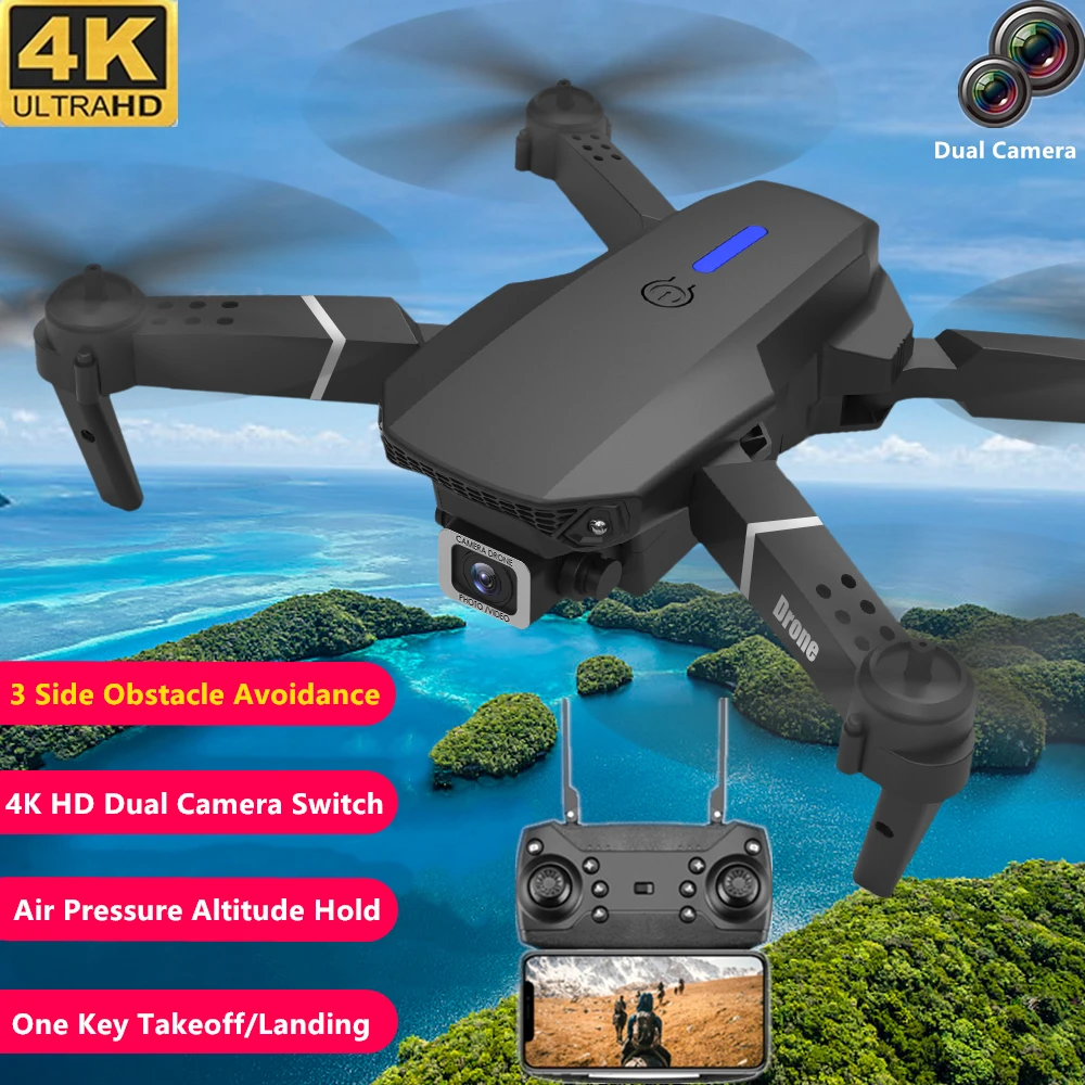 

One Key Takeoff/Landing RC Drone 4K HD Dual Camera Altitude Hold WIFI FPV APP Control Take Picture/Video Foldable Quadcopter Toy