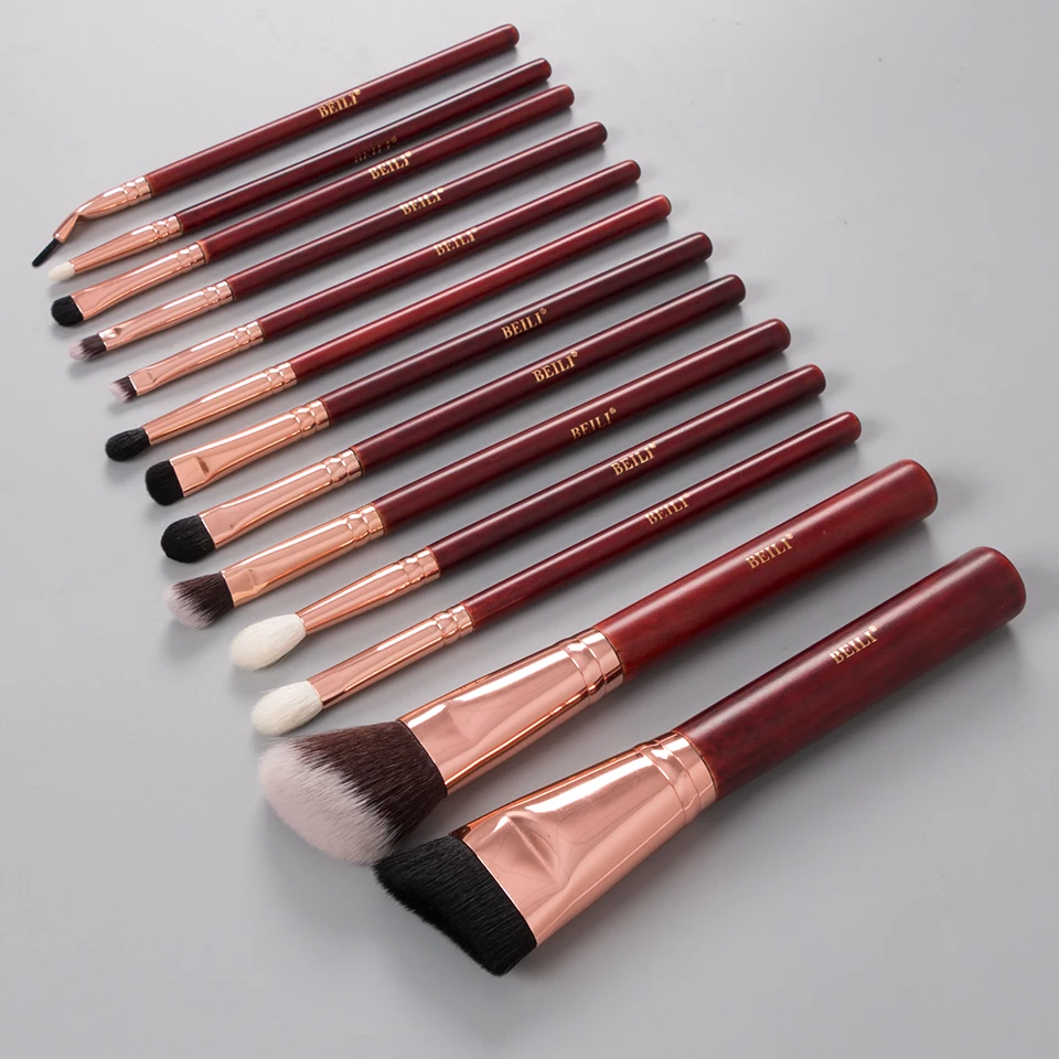 Профессиональная Кисть для макияжа BEILI кисть из козьего ворса бордового и