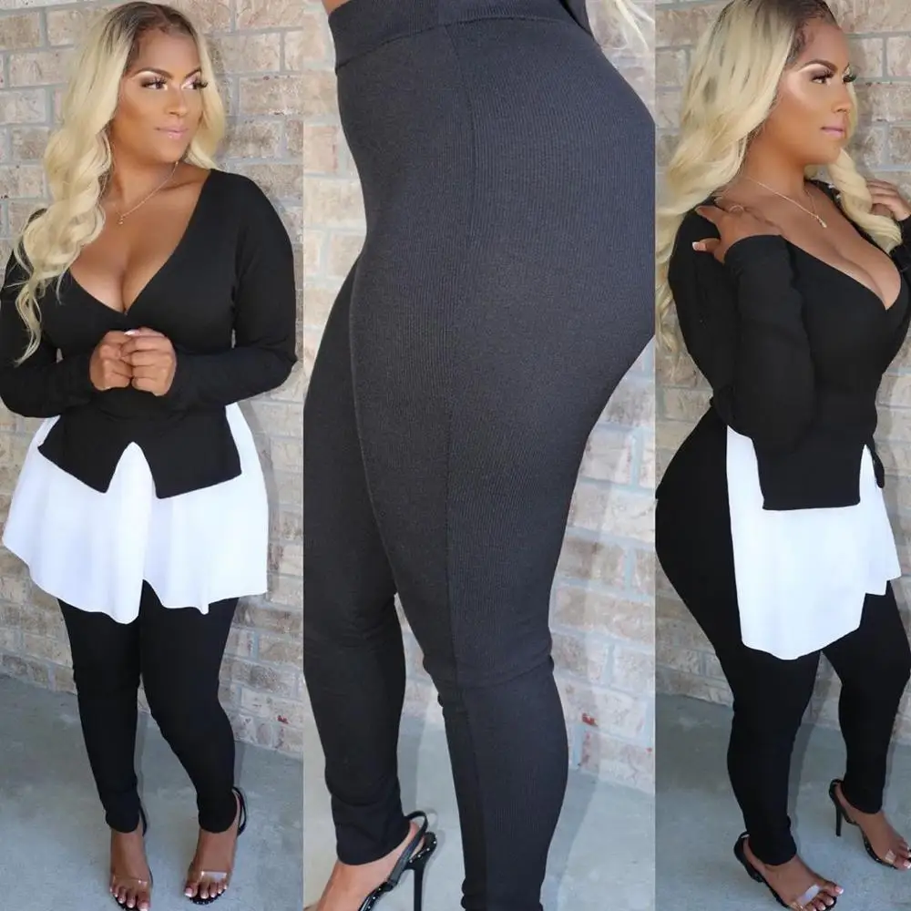 Женские повседневные Женский комплект 2 шт. с глубоким v-образным вырезом