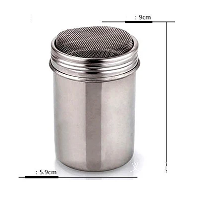 

New Stainless Steel Flour Salt Powder Chocolate Shaker Cocoa Icing Sugar Cappuccino Coffee Sifter Lid Hot Sale
