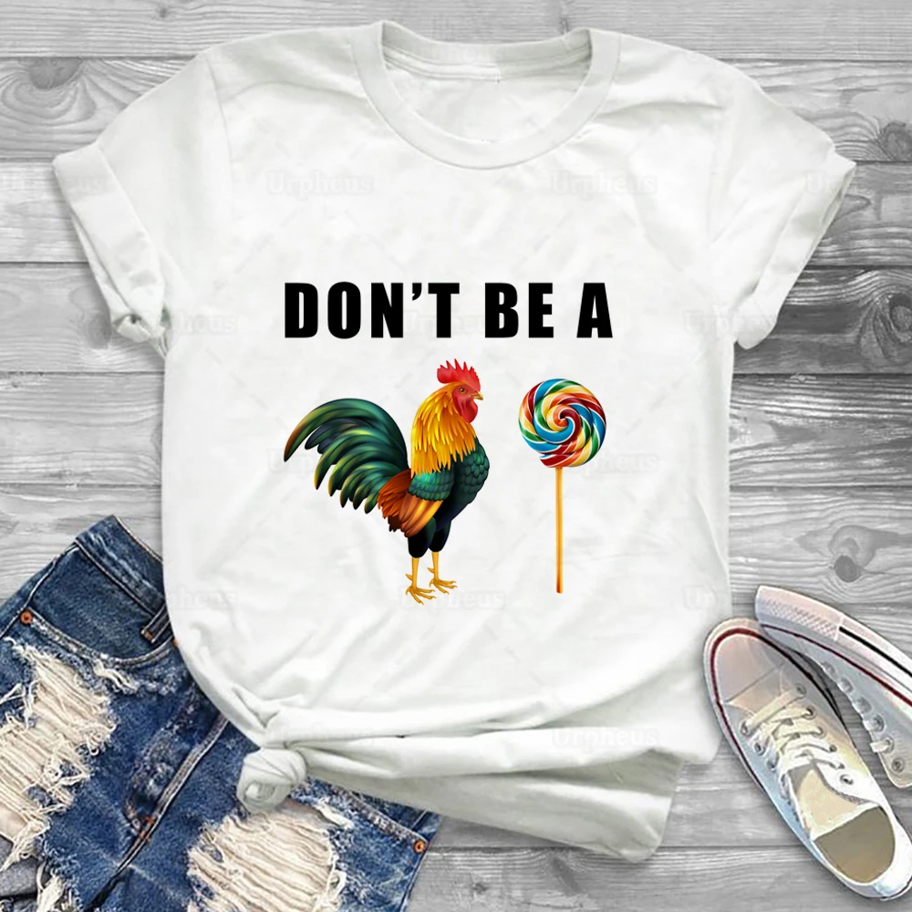 Camiseta con estampado divertido de animales, camisa 100% de algodón con estampado de gallo y piruleta, Humor sarcástico, Dont Be A Polla