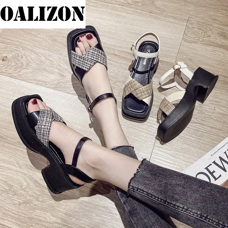 

Women Slingback Buckles Strape Sandals Shoes Casual Slip On Flat Platform Woman Fashion Wedge Mid Heels Lady Sandal Shoes Summer