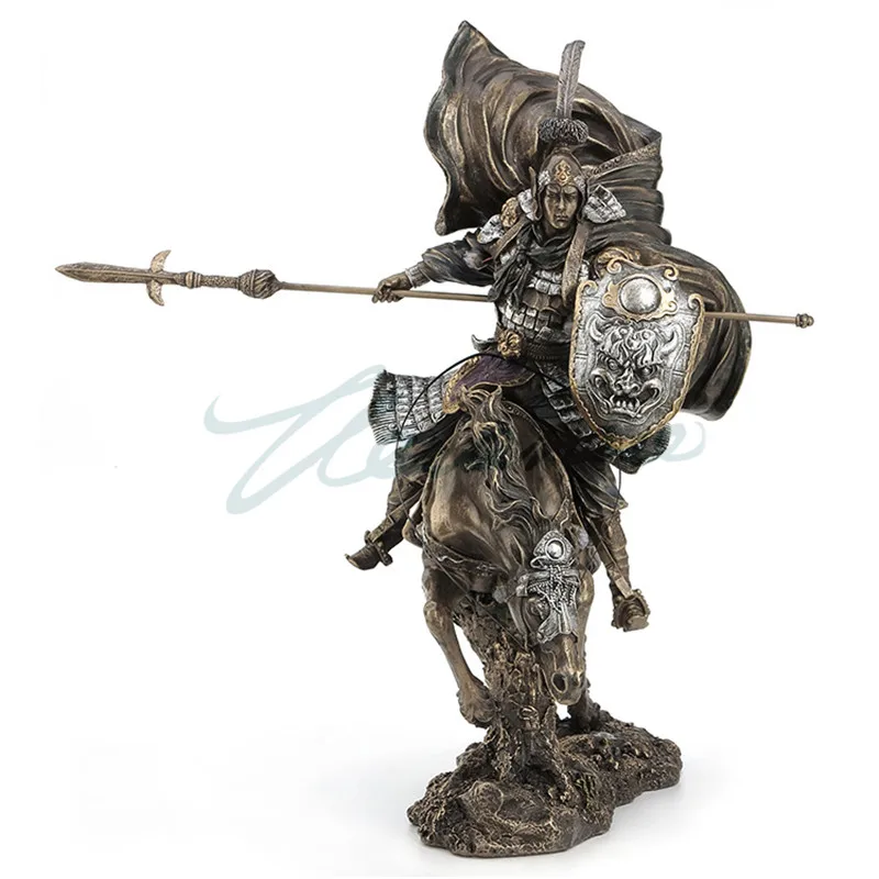 

CHINESE ROMANCE OF THREE KINGDOMS HERO CHARACTERS ART SCULPTURE ZHAO YUN RIDING HORSE STATUE RESIN CRAFT HOME DECORATION R2320