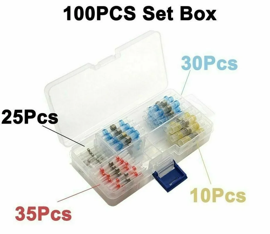 

100PCS Solder Seal Wire Connectors Heat Shrink Butt Terminal Insulated Waterproof Electrical Wire Terminals Butt Splices Kit