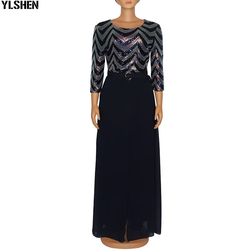 

African Sequins Jumpsuit Dresses For Women Evening Party Dashiki Glitter Winter African Design Clothes Robe Vetement Femme Hiver