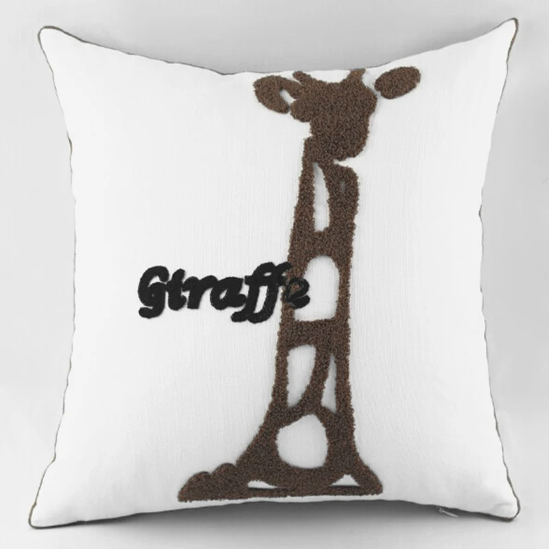 Бесплатная доставка 3D шерстью вышивка без рукавов с изображением жирафа Подушка