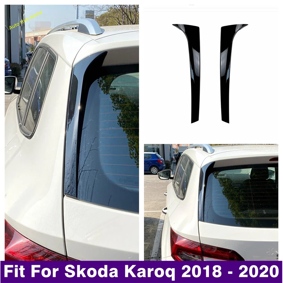 

Black Exterior Refit Kit Rear Window Spoiler Tail Wing Decoration Panel Stripes Cover Trim Fit For Skoda Karoq 2018 2019 2020