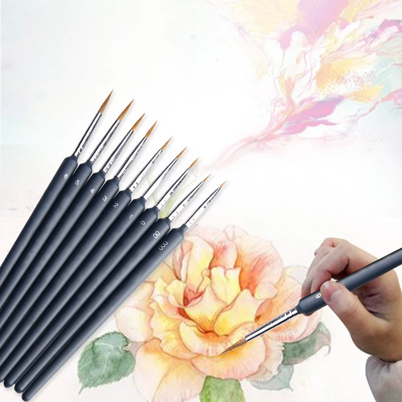 

00000-7# Miniature Paint Brush Set Professional Nylon Brush Acrylic Painting Thin Hook Line Pen Art Supplies Hand Painted A3