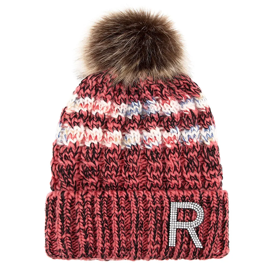 Модная женская шапка в консервативном стиле теплая шерстяная с помпонами