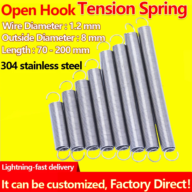 

Tension Spring Wire Diameter 1.2mm Outer Diameter 8mm Cylindroid Helical-coil Extension Spring Pullback Spring Draught Spring